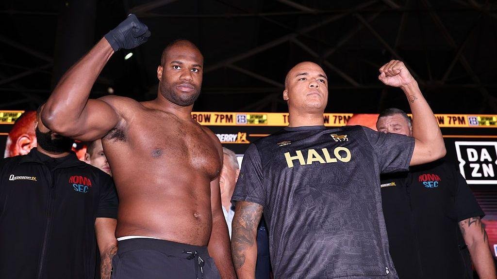 Daniel Dubois and Fabio Wardley pose for the cameras after weighing in